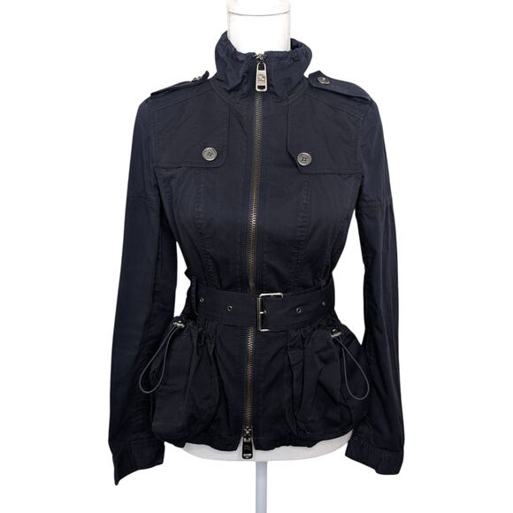 Burberry Brit Lightweight Belted Field Jacket Navy Blue Nova Check 4 - Picture 2 of 12